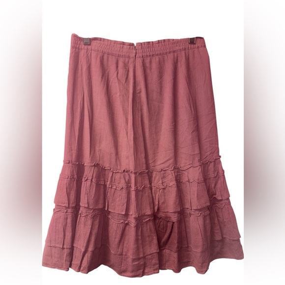 LOFT Women's Brick Red Tiered Midi Skirt - Picture 4 of 5